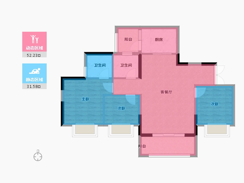 重庆-重庆市-海成御景上院-74.62-户型库-动静分区