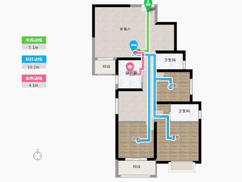 陕西省-西安市-兴庆御苑-111.00-户型库-动静线