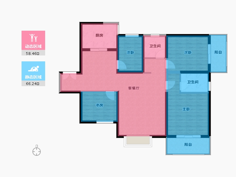 陕西省-西安市-兴庆御苑-112.00-户型库-动静分区