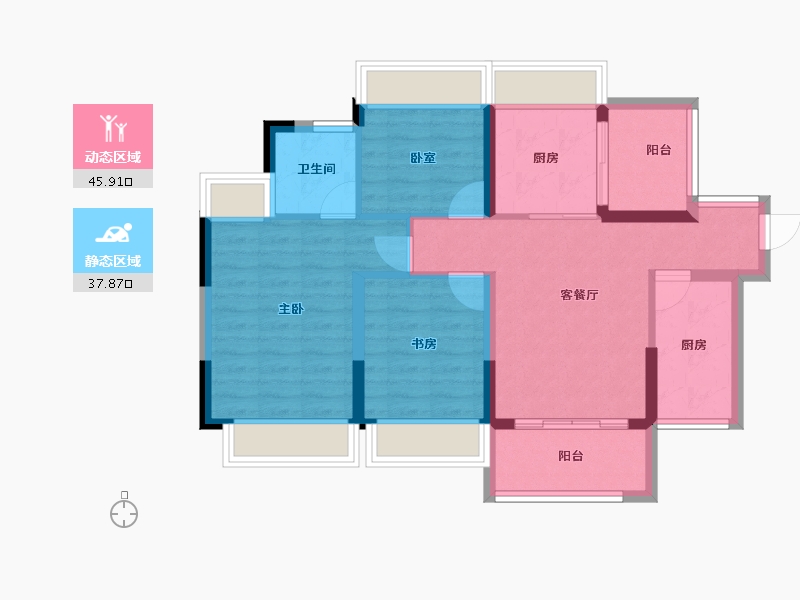 广东省-惠州市-世茂望锦-74.24-户型库-动静分区