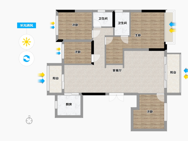 湖南省-长沙市-大唐印象-120.00-户型库-采光通风