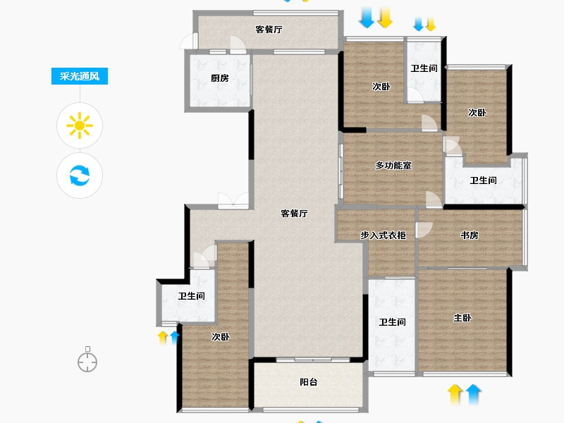 广东省-汕头市-宝能城市花园-270.00-户型库-采光通风