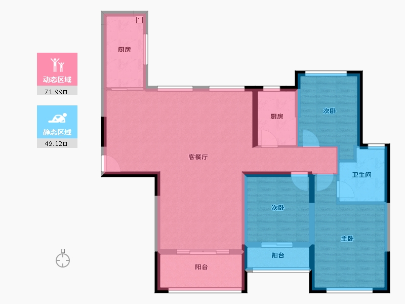 浙江省-金华市-宾虹星城-108.80-户型库-动静分区