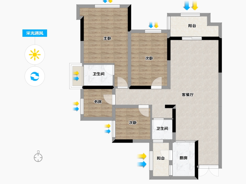 重庆-重庆市-金辉碧桂园雅居乐麓铭府-95.72-户型库-采光通风