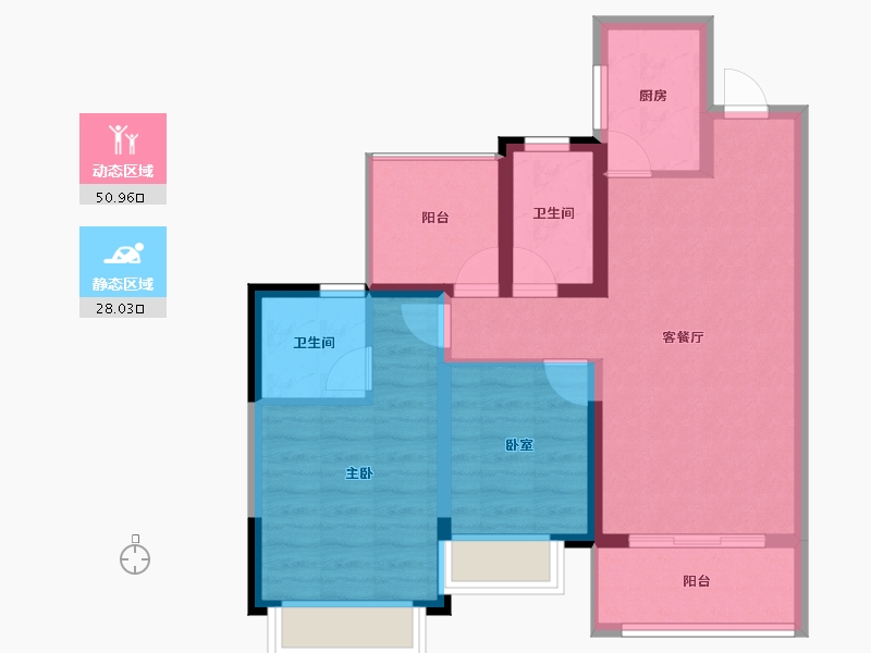 广东省-惠州市-世茂望锦-69.90-户型库-动静分区