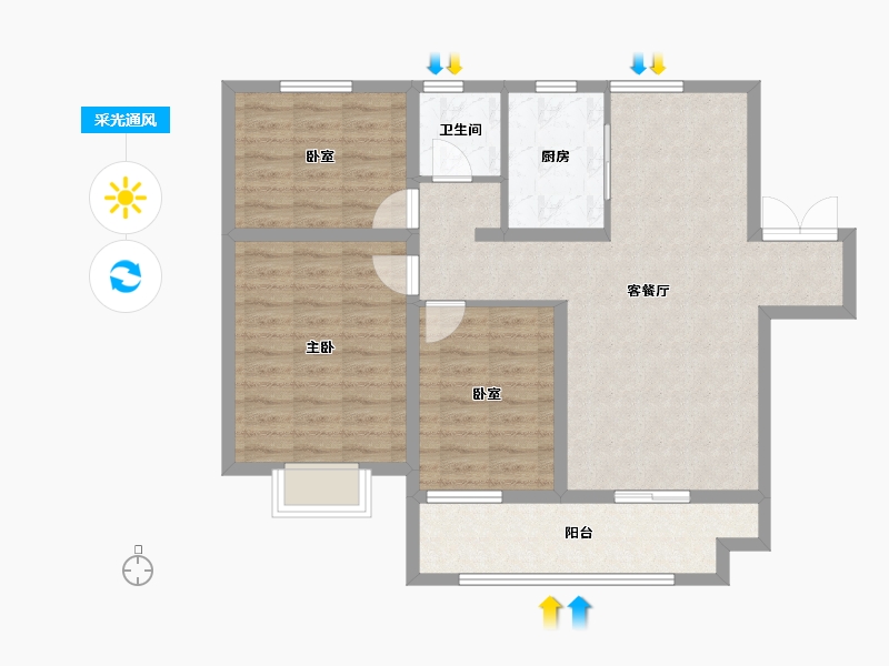 江苏省-徐州市-荣辉时代御府-86.47-户型库-采光通风