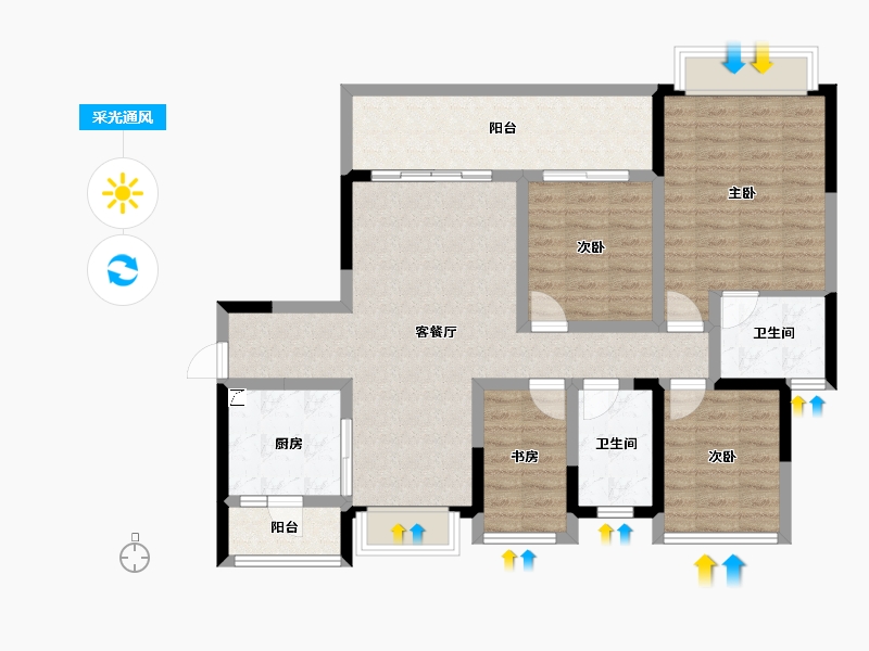 四川省-成都市-融创九天城-100.95-户型库-采光通风