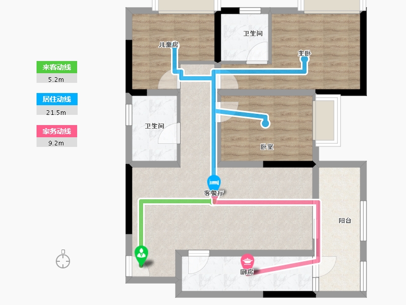 重庆-重庆市-联发龙洲湾1号-81.60-户型库-动静线