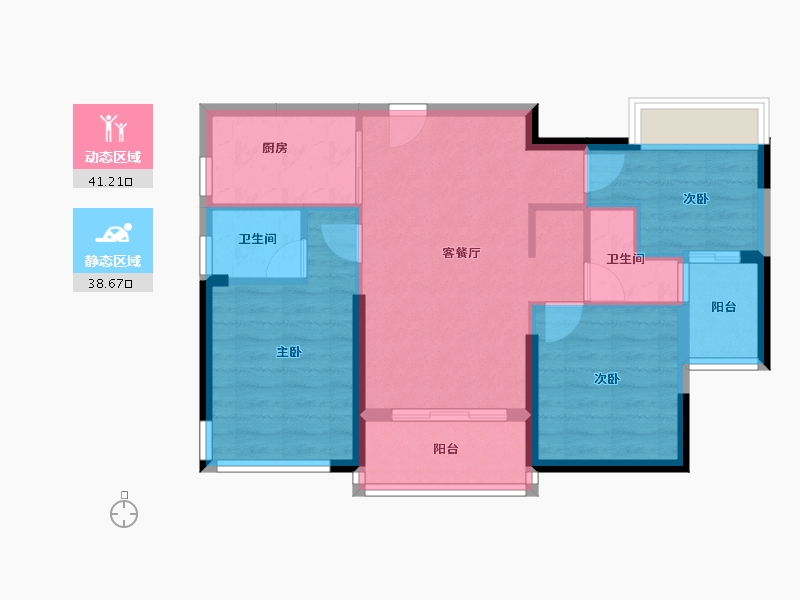 浙江省-金华市-宾虹星城-71.20-户型库-动静分区