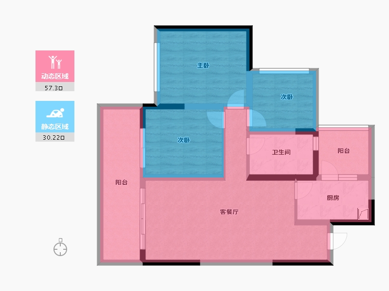 四川省-成都市-融创九天城-76.61-户型库-动静分区