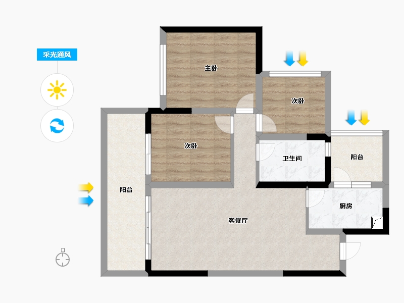 四川省-成都市-融创九天城-76.61-户型库-采光通风