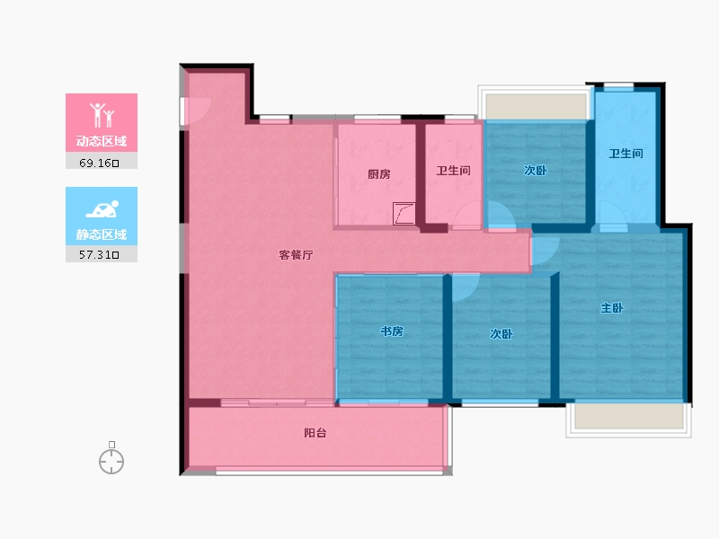 江苏省-无锡市-万科翡翠东方-114.44-户型库-动静分区