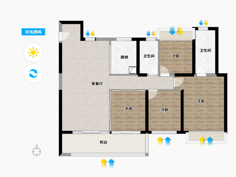 江苏省-无锡市-万科翡翠东方-114.44-户型库-采光通风