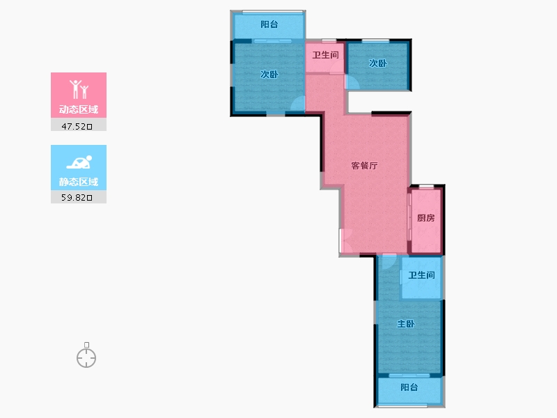 陕西省-西安市-兴庆御苑-96.62-户型库-动静分区