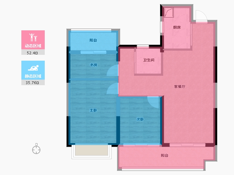 江苏省-南通市-如皋碧桂园颐和禧园-79.00-户型库-动静分区