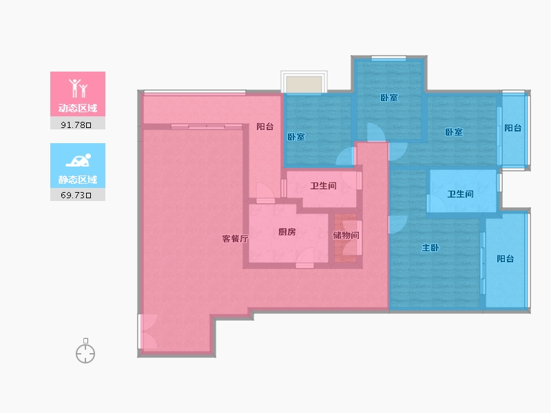 重庆-重庆市-重庆绿岛中心-144.49-户型库-动静分区