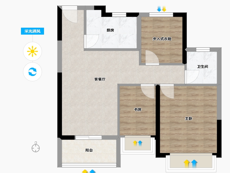 江苏省-徐州市-鱼先生的时代-62.40-户型库-采光通风