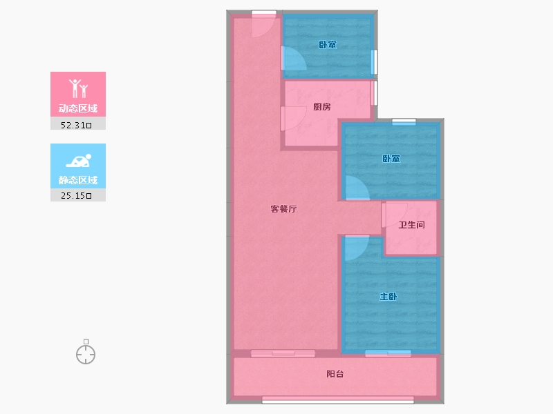 云南省-昆明市-碧桂园龙腾世家-69.15-户型库-动静分区