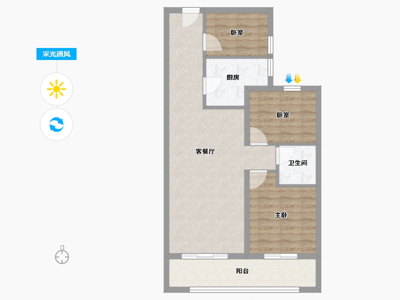 云南省-昆明市-碧桂园龙腾世家-69.15-户型库-采光通风