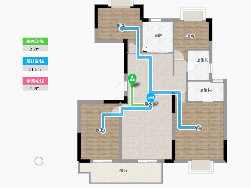 江苏省-徐州市-​珍宝岛雍景和府-104.70-户型库-动静线