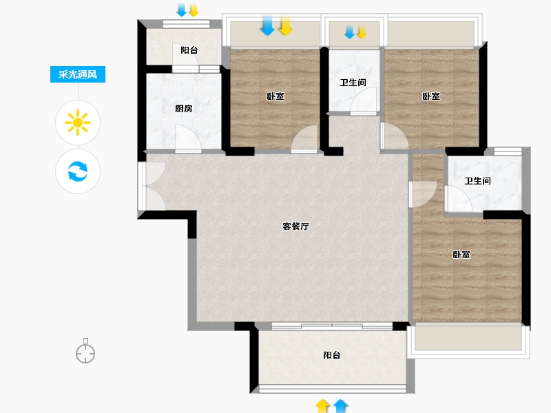 广东省-惠州市-半岛1号-87.12-户型库-采光通风