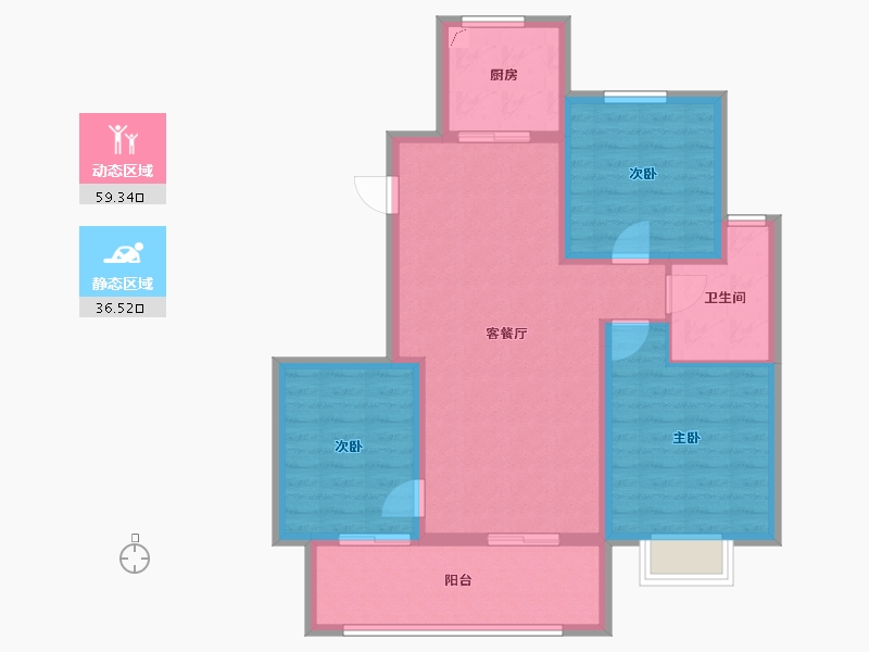 江苏省-徐州市-金泰悦城-85.60-户型库-动静分区