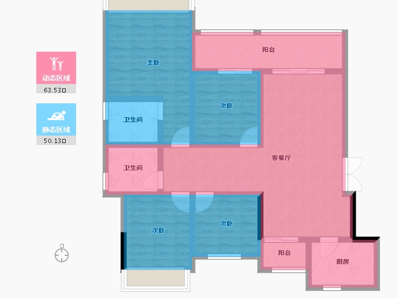 重庆-重庆市-金科天壹府-100.49-户型库-动静分区