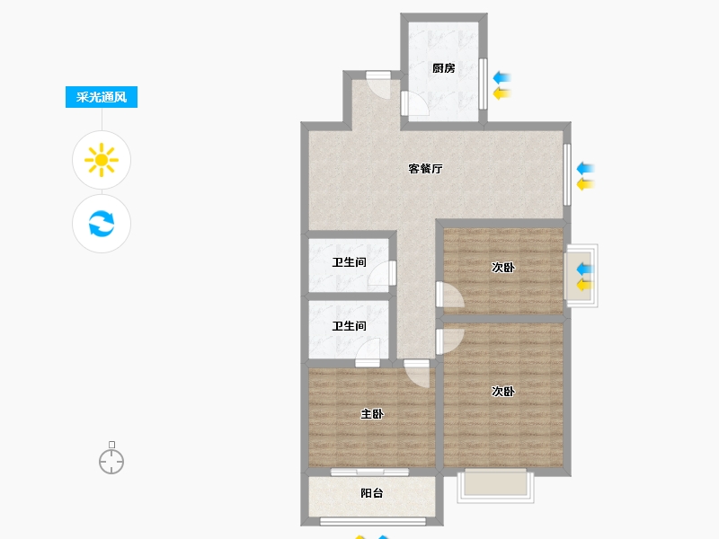 山西省-太原市-金榜逸家B区-101.00-户型库-采光通风