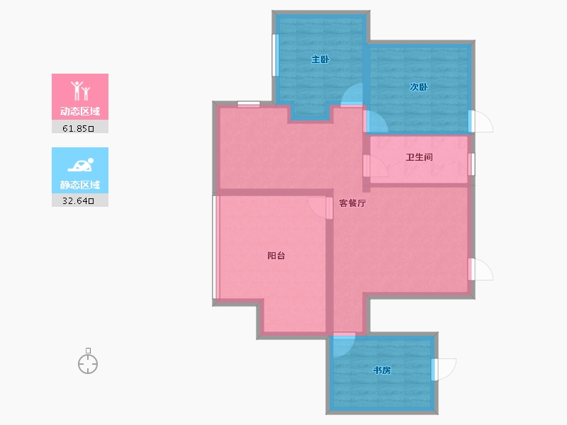 重庆-重庆市-横山归原小镇-84.58-户型库-动静分区