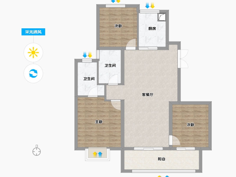 江苏省-徐州市-金泰悦城-92.00-户型库-采光通风