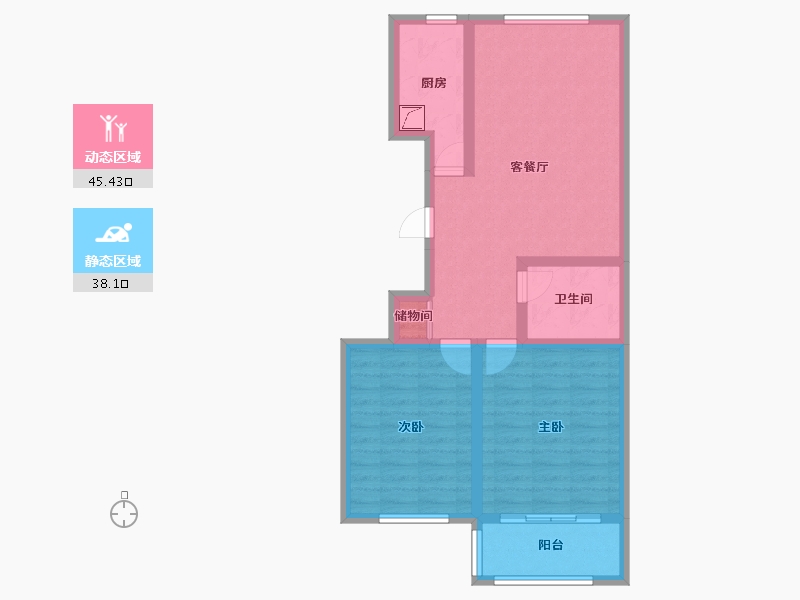 陕西省-西安市-地矿大兴苑-86.10-户型库-动静分区