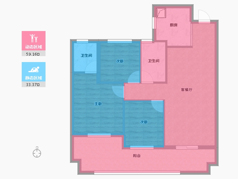 江苏省-徐州市-荣华棠玥府-82.40-户型库-动静分区