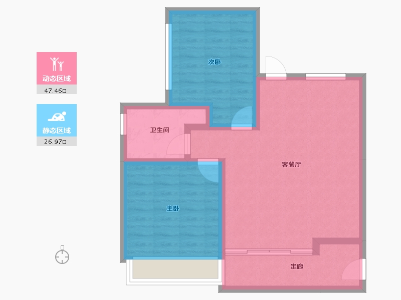 重庆-重庆市-横山归原小镇-66.70-户型库-动静分区