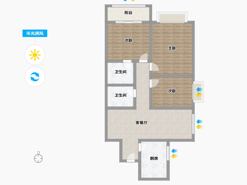 山西省-太原市-金榜逸家B区-99.06-户型库-采光通风