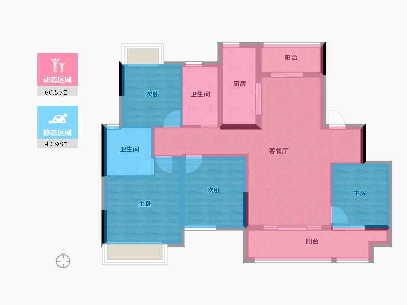 重庆-重庆市-葛洲坝御湖蘭园-92.97-户型库-动静分区