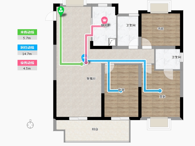 江苏省-徐州市-​珍宝岛雍景和府-96.00-户型库-动静线