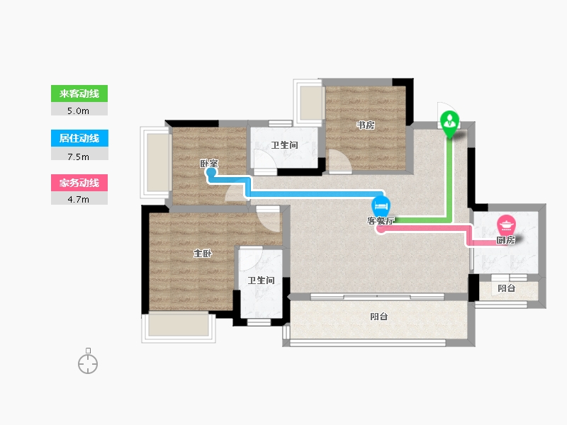 重庆-重庆市-新天泽樾麓台-78.38-户型库-动静线