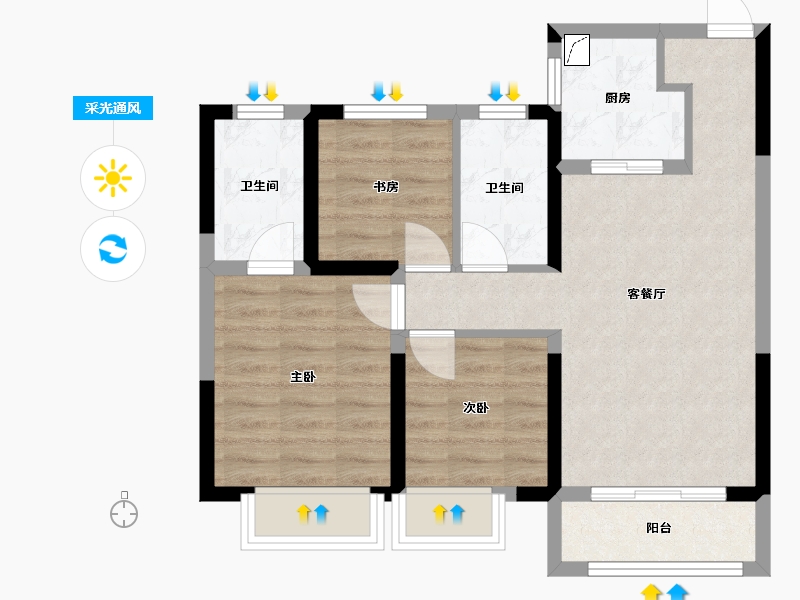 山东省-济南市-万象东方-75.00-户型库-采光通风