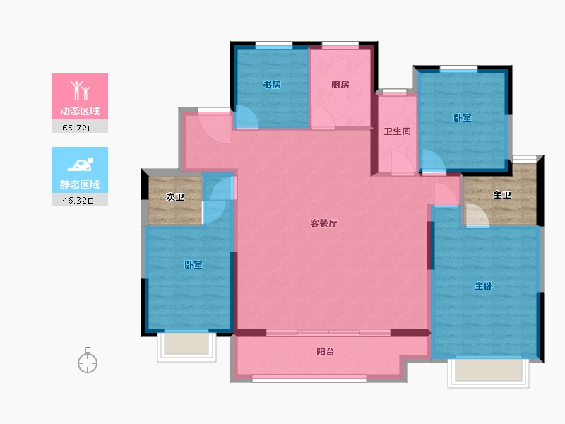 江苏省-徐州市-中南樾府-108.81-户型库-动静分区