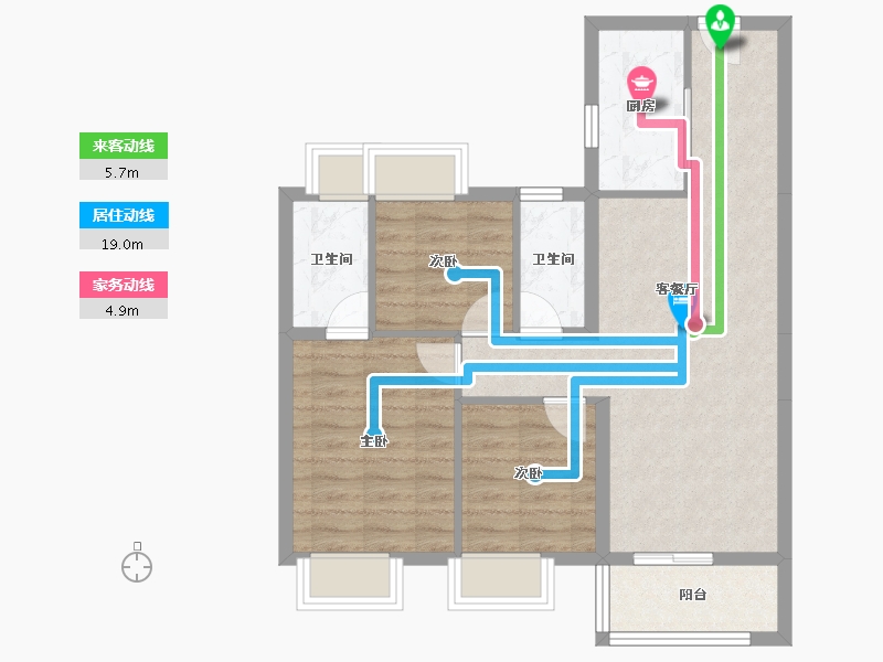 云南省-昆明市-碧桂园春城映象-71.34-户型库-动静线