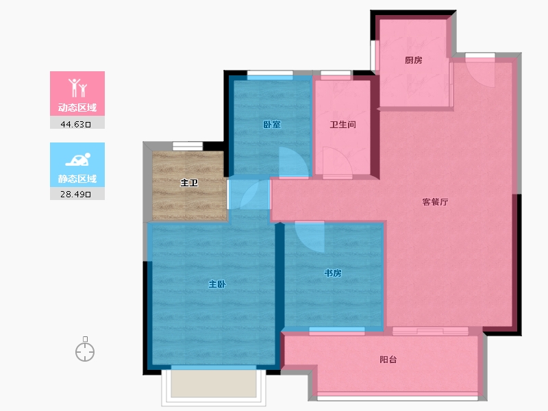 江苏省-徐州市-鱼先生的时代-68.80-户型库-动静分区