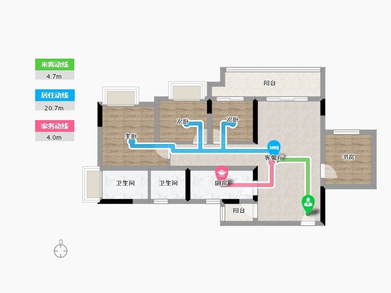 重庆-重庆市-中粮金科浣溪锦云-80.07-户型库-动静线