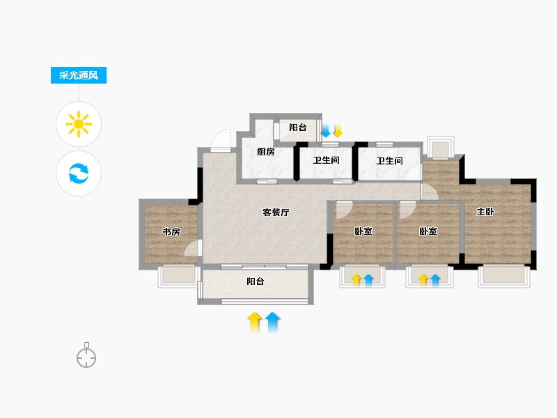 重庆-重庆市-禹洲雍锦府-88.60-户型库-采光通风