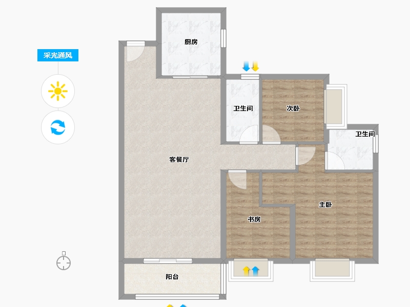 云南省-昆明市-碧桂园春城映象-104.00-户型库-采光通风