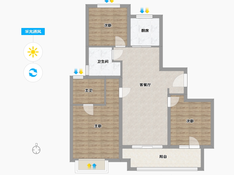 江苏省-徐州市-中南樾府-87.20-户型库-采光通风