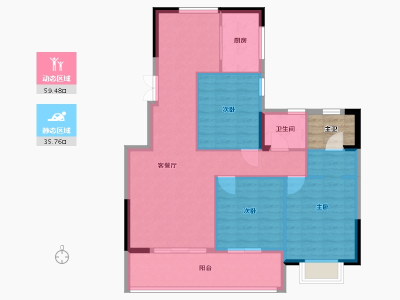 江苏省-徐州市-​尚德华苑-89.67-户型库-动静分区