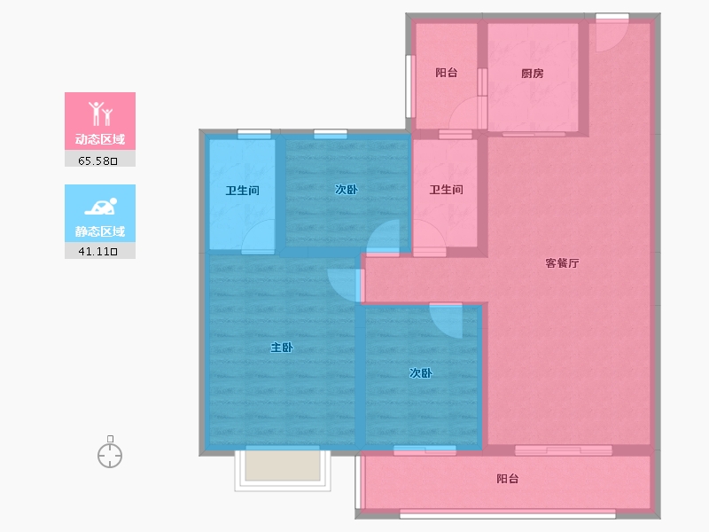 云南省-昆明市-碧桂园龙腾世家-94.95-户型库-动静分区