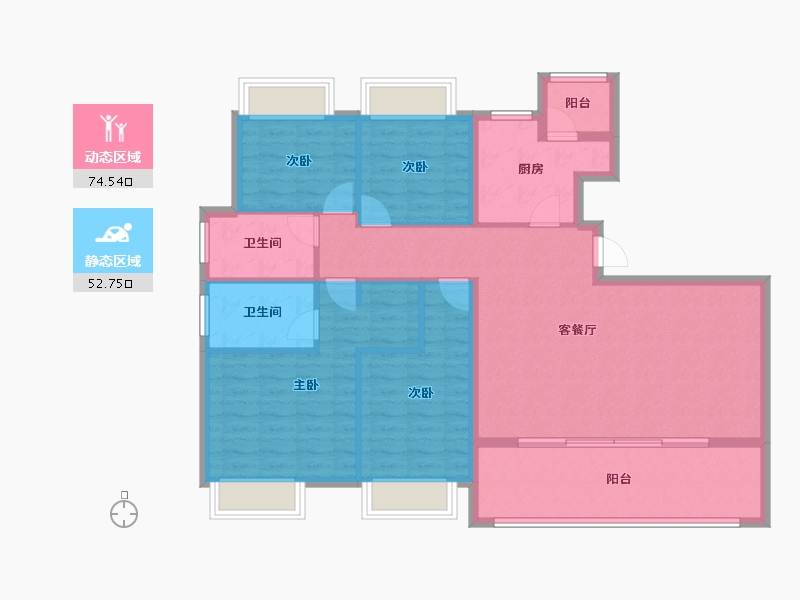 重庆-重庆市-世茂江城铭著-115.20-户型库-动静分区