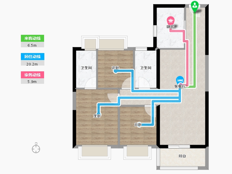 云南省-昆明市-碧桂园春城映象-80.00-户型库-动静线