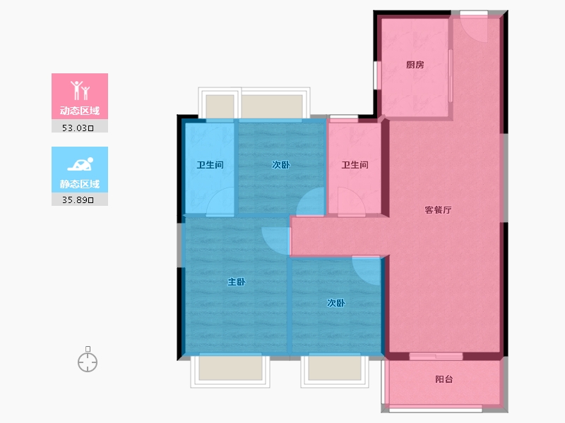 云南省-昆明市-碧桂园春城映象-80.00-户型库-动静分区